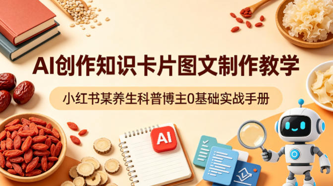 AI创作知识卡片图文制作教学，小红书某养生科普博主0基础实战手册-鸿图网创