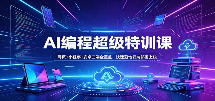 AI编程超级特训课：网页+小程序+安卓三端全覆盖，快速落地云端部署上线-鸿图网创