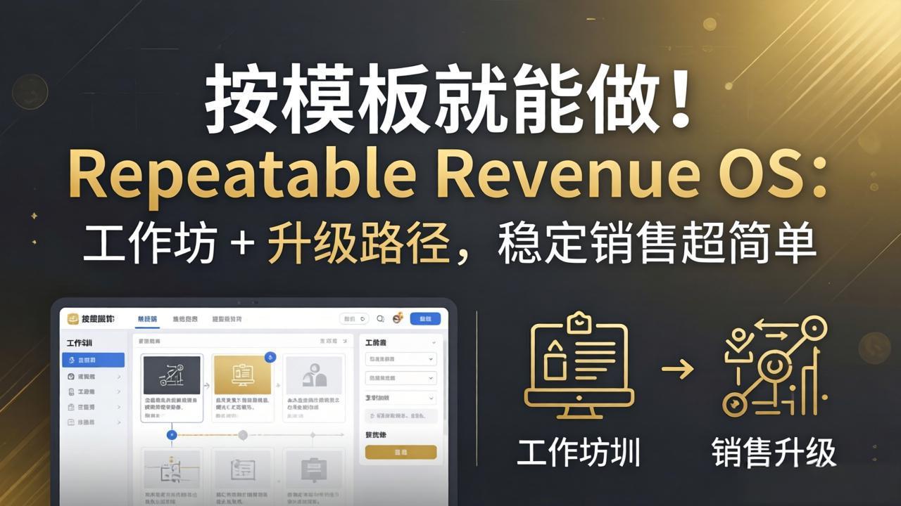 按模板就能做！Repeatable Revenue OS：工作坊 + 升级路径，稳定销售超简单-鸿图网创