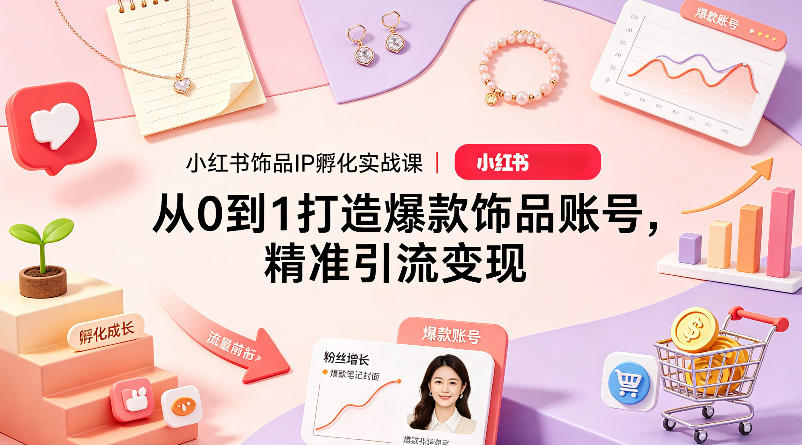 小红书饰品IP孵化实战课｜从0到1打造爆款饰品账号，精准引流变现-鸿图网创