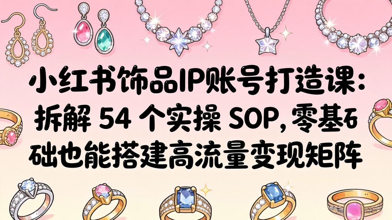 小红书饰品IP账号打造课：拆解 54 个实操 SOP，零基础也能搭建高流量变现矩阵-鸿图网创