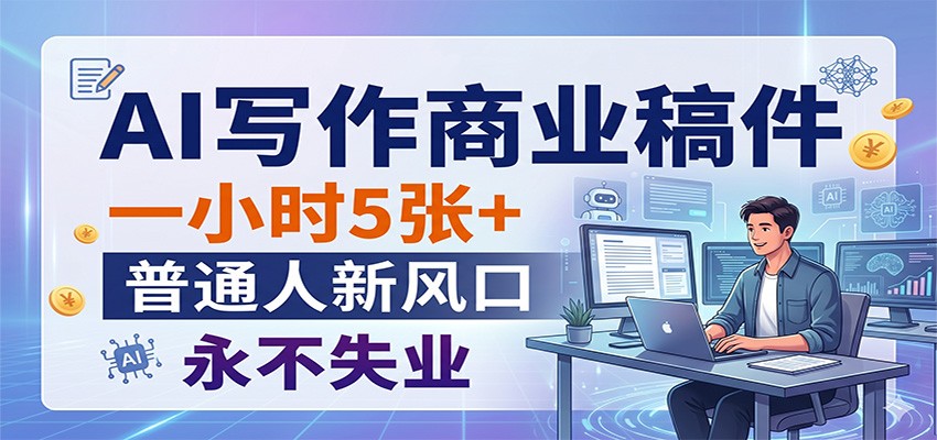 AI写作商业稿件，一小时5张+，普通人新风口，永不失业-鸿图网创