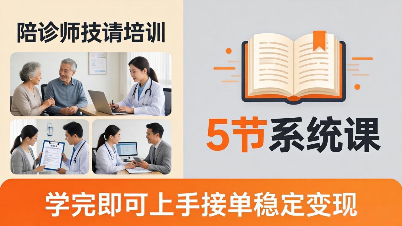 想做陪诊师不知从何下手？5节系统课教你掌握核心技能，学完即可上手接单稳定变现-鸿图网创