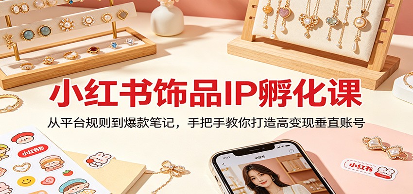 小红书饰品IP孵化课：从平台规则到爆款笔记，手把手教你打造高变现垂直账号-鸿图网创