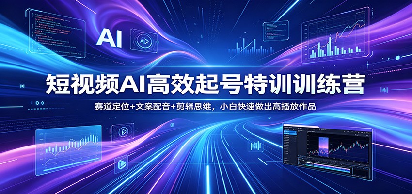 短视频AI高效起号特训训练营：赛道定位+文案配音+剪辑思维，小白快速做出高播放作品-鸿图网创