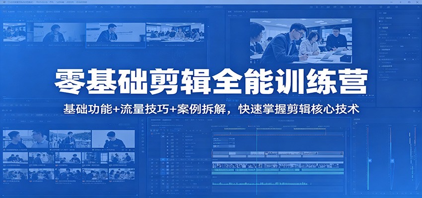 零基础剪辑全能训练营：基础功能+流量技巧+案例拆解，快速掌握剪辑核心技术-鸿图网创