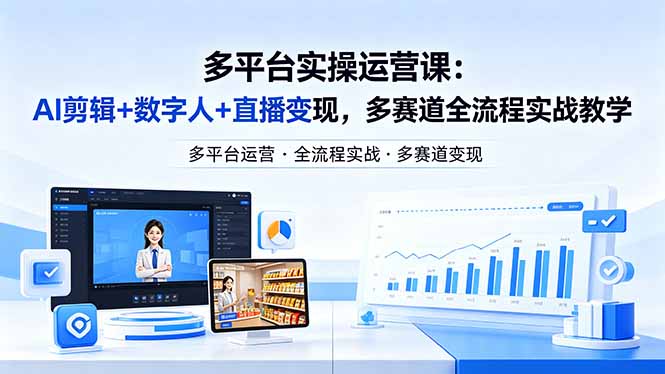 某团队多平台实操运营课-更新26年4月20：AI剪辑+数字人+直播变现，多赛道全流程实战教学-鸿图网创