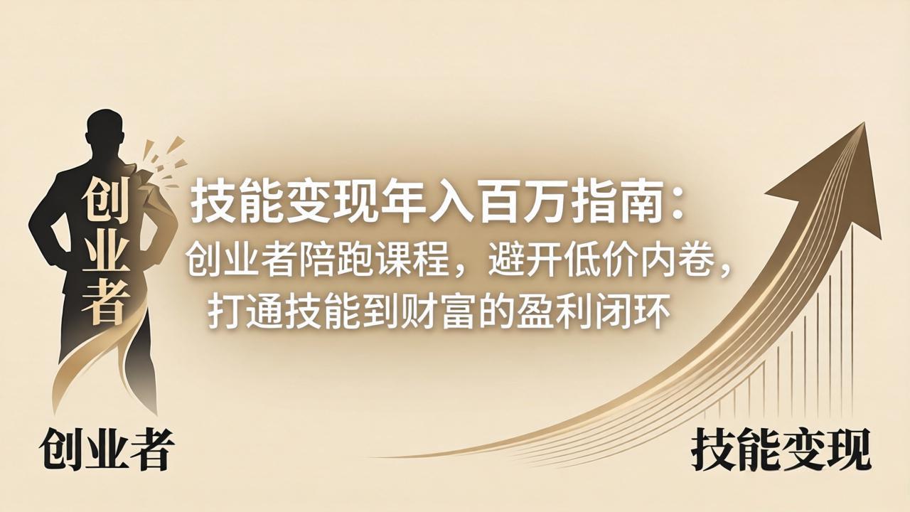 技能变现年入百万指南：创业者陪跑课程，避开低价内卷，打通技能到财富的盈利闭环-鸿图网创