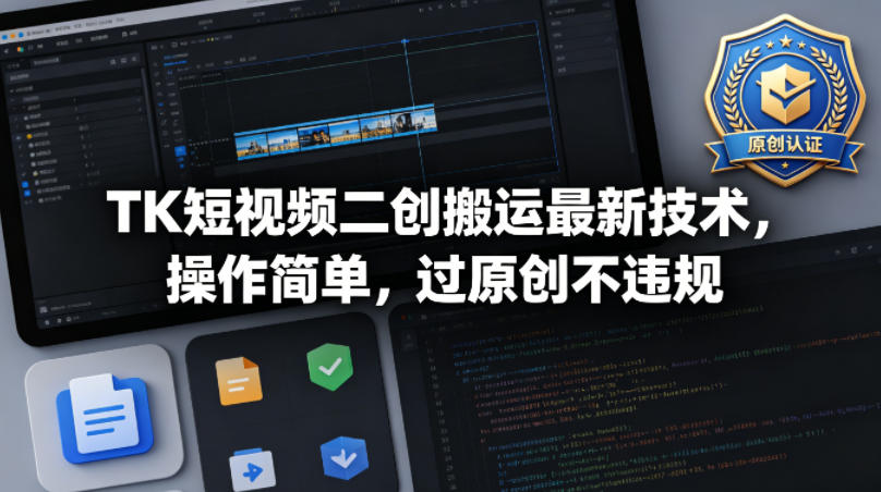 TK短视频二创搬运最新技术，操作简单，过原创不违规-鸿图网创