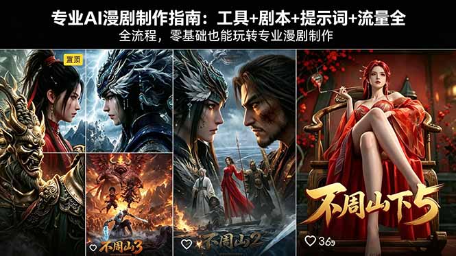 专业AI漫剧制作指南：工具+剧本+提示词+流量全流程，零基础也能玩转专业漫剧制作-鸿图网创