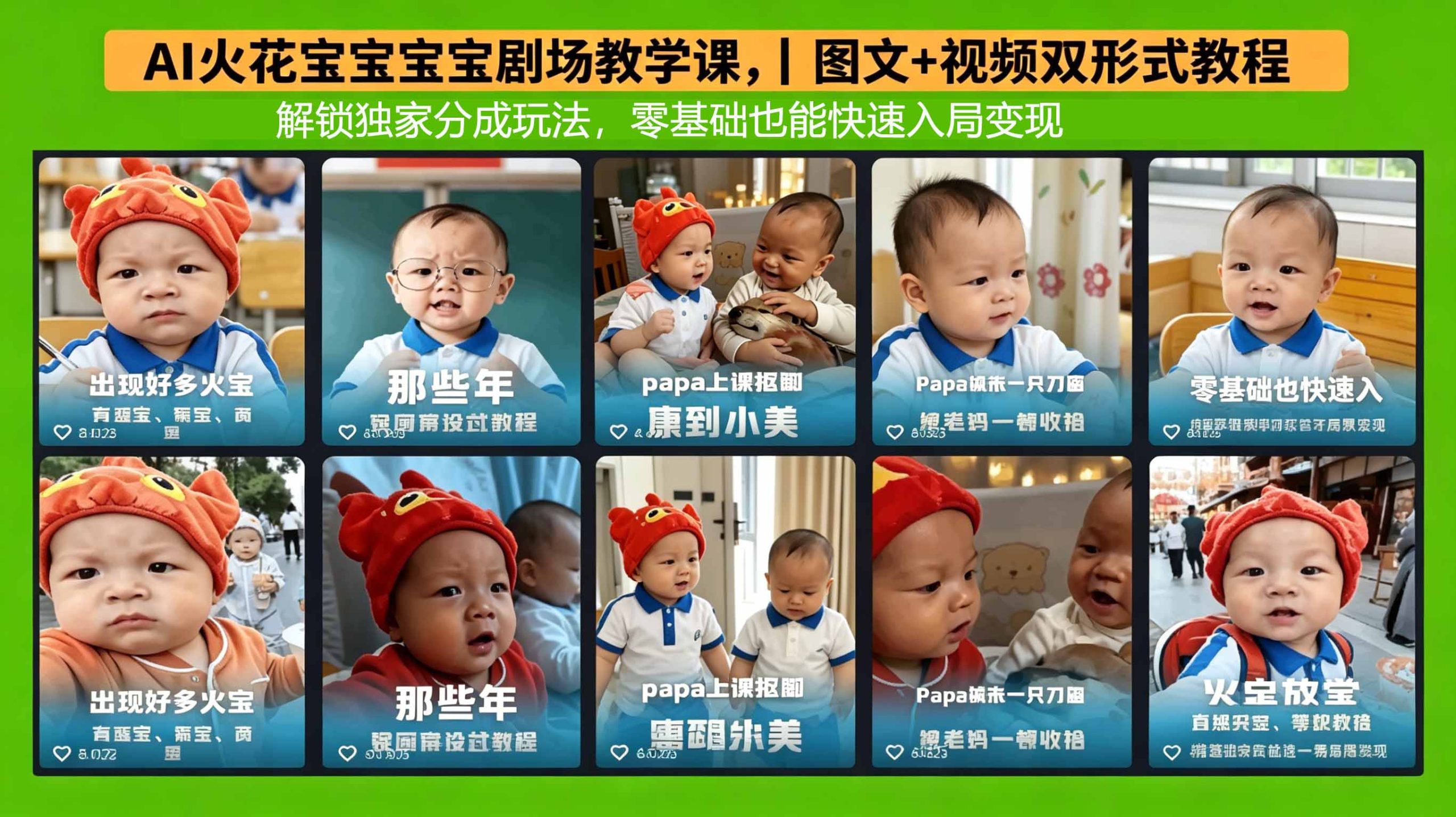 AI火花宝宝宝宝剧场教学课，图文+视频双形式教程，解锁独家分成玩法，零基础也能快速入局变现-鸿图网创