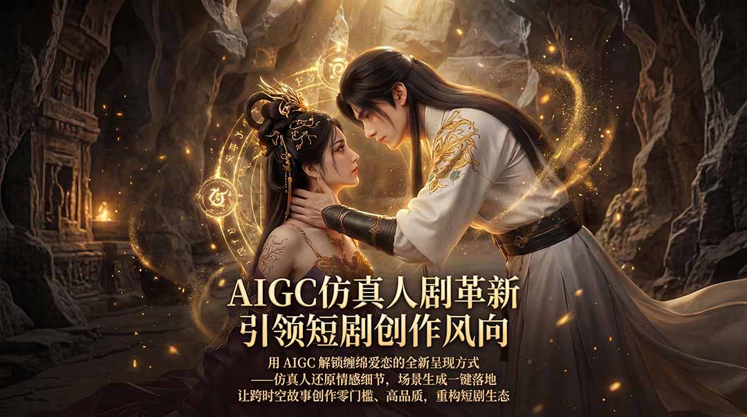 AIGC 仿真人短剧创作革新，解锁仙侠爱恋全新呈现，一键出高质场景，零门槛打造爆款剧集-鸿图网创