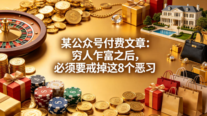 某公众号付费文章：穷人乍富之后，必须要戒掉这8个恶习-鸿图网创