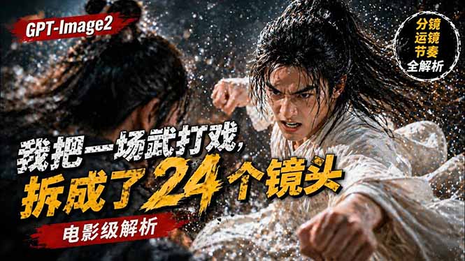 用GPT-Image2，把一段武打对决拆成24个连续镜头，从人物建立、动作衔接、运镜节奏，到情绪爆发-鸿图网创