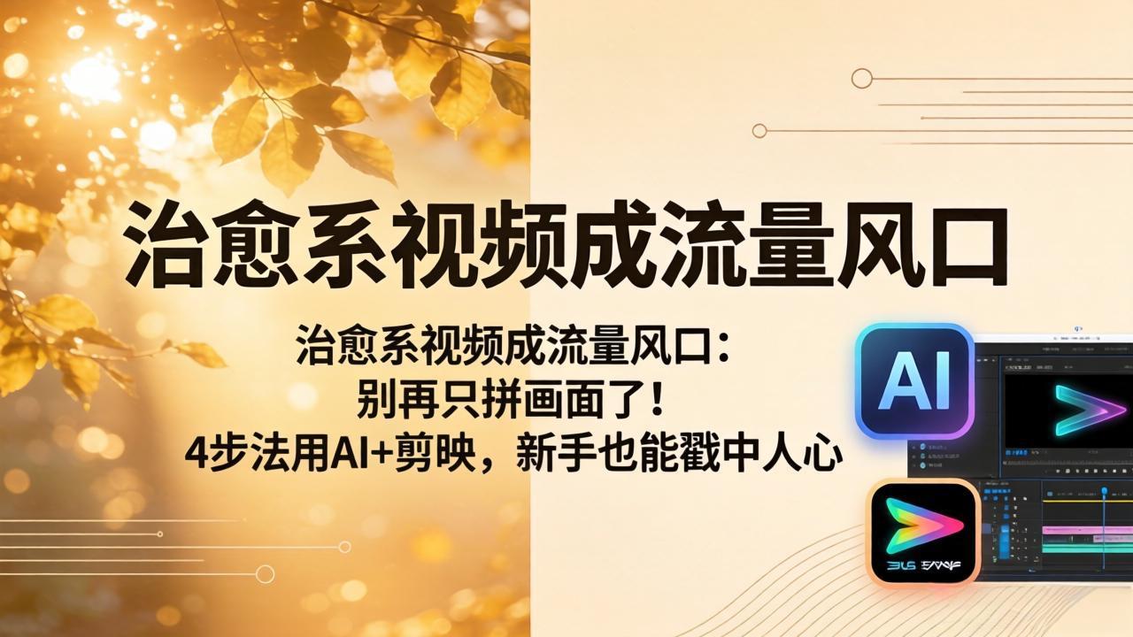 治愈系视频成流量风口：别再只拼画面了！4步法用AI+剪映，新手也能戳中人心-鸿图网创