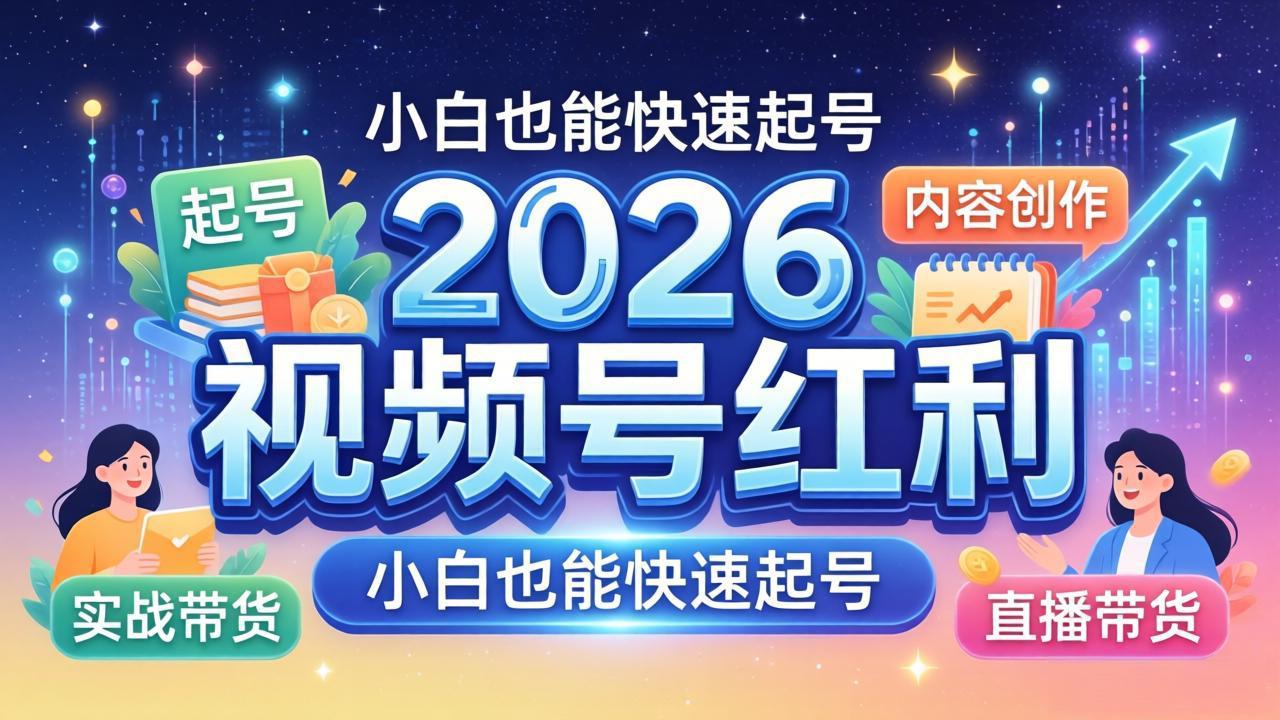 2026视频号红利实战营，大佬亲授起号、内容、直播、IP、投流、私域、矩阵全套落地打法-鸿图网创