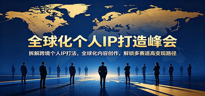 全球化个人IP打造峰会：拆解跨境个人IP打法，全球化内容创作，解锁多赛道高变现路径-鸿图网创