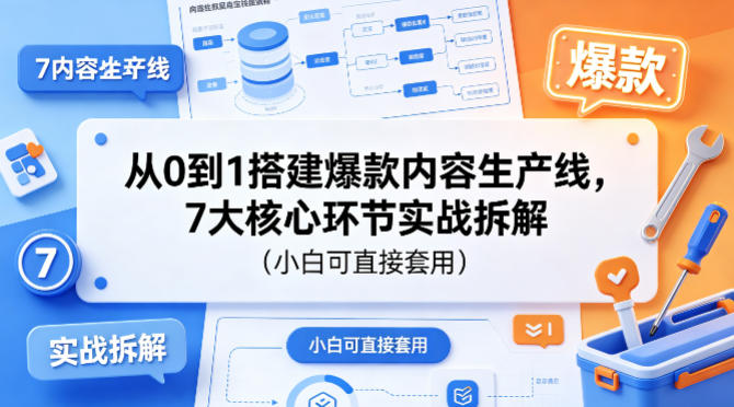 从0到1搭建爆款内容生产线，7大核心环节实战拆解(小白可直接套用)-鸿图网创
