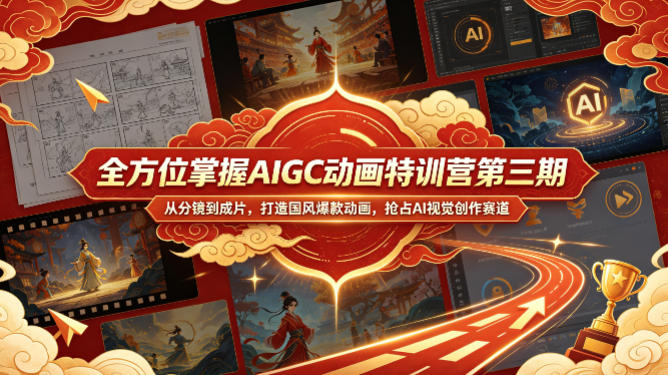 全方位掌握AIGC动画特训营第三期，从分镜到成片，打造国风爆款动画，抢占AI视觉创作赛道红利-鸿图网创