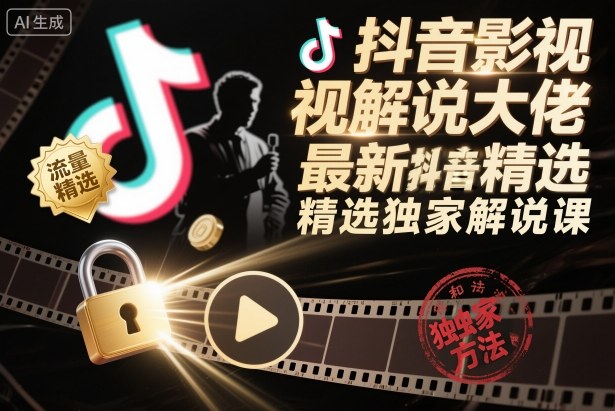 抖音影视解说大佬最新抖音进精选和独家方法，精选独家解说课(更新26年3月)-鸿图网创