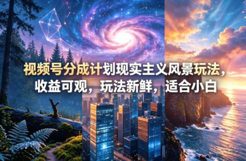 视频号分成计划现实主义风景玩法，收益可观，玩法新鲜，适合小白-鸿图网创