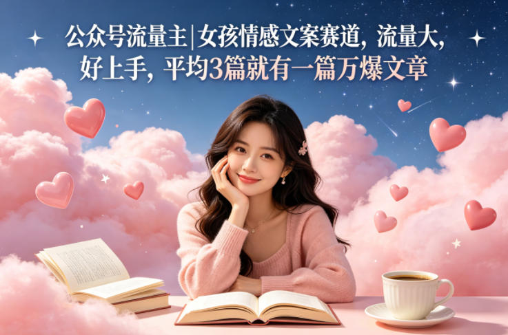 公众号流量主女孩情感文案赛道，流量大，好上手，平均3篇就有一篇万爆文章-鸿图网创