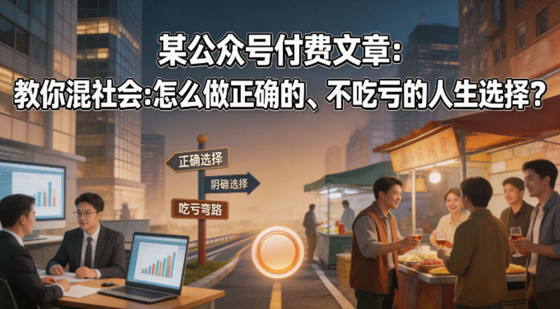 某公众号付费文章:教你混社会:怎么做正确的、不吃亏的人生选择?-鸿图网创