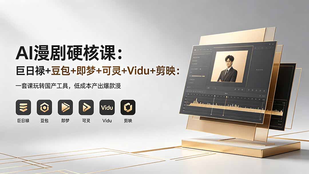 AI漫剧硬核课:巨日禄+豆包+即梦+可灵+Vidu+剪映:一套课玩转国产工具,低成本产出爆款漫剧-鸿图网创