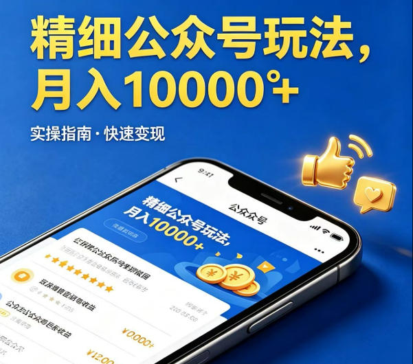 精细化公众号玩法，我们给你提供文章，你来负责发布，收益可观，月入1W+【揭秘】-鸿图网创