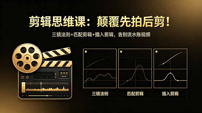 剪辑思维课：颠覆先拍后剪！三镜法则+匹配剪辑+插入剪辑，告别流水账视频-鸿图网创
