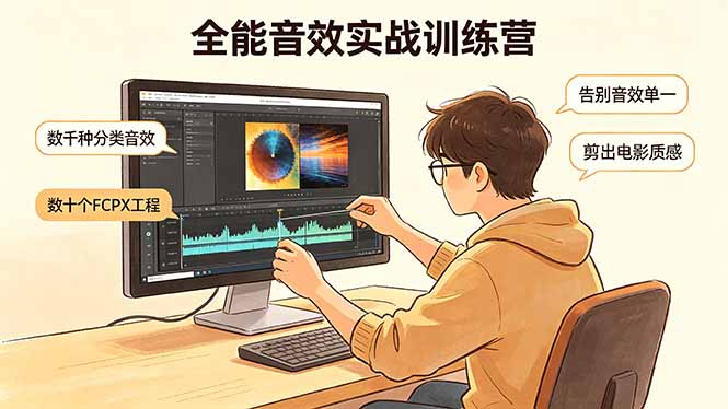 全能音效实战训练营：数千种分类音效+数十个FCPX工程，告别音效单一，剪出电影质感-鸿图网创