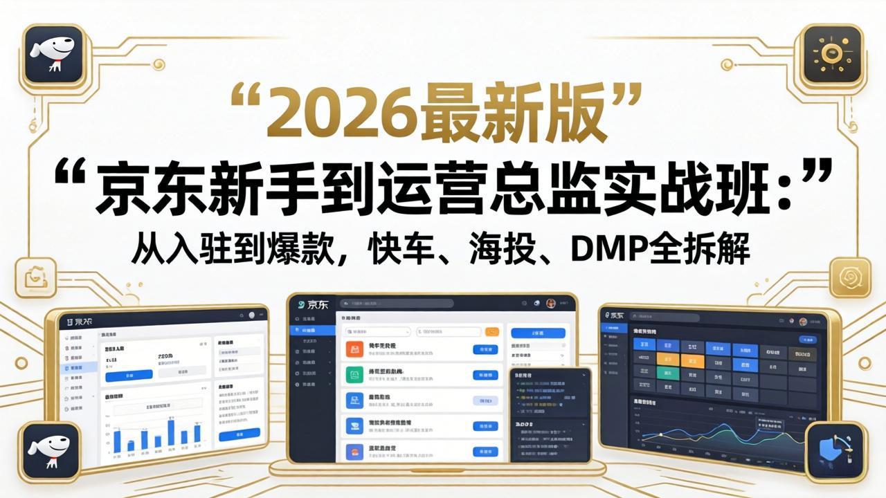 京东新手到运营总监实战班：从入驻到爆款，快车、海投、DMP全拆解，2026最新版-鸿图网创