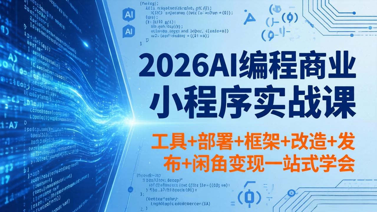 2026AI编程商业小程序实战课，工具+部署+框架+改造+发布+闲鱼变现一站式学会-鸿图网创