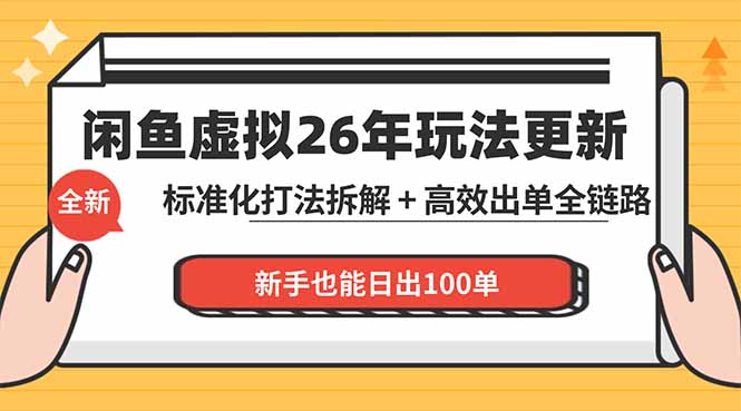 闲鱼虚拟从0到1系统化运营课程：标准化打法拆解 + 高效出单全链路教学，新手也能日出100单-鸿图网创