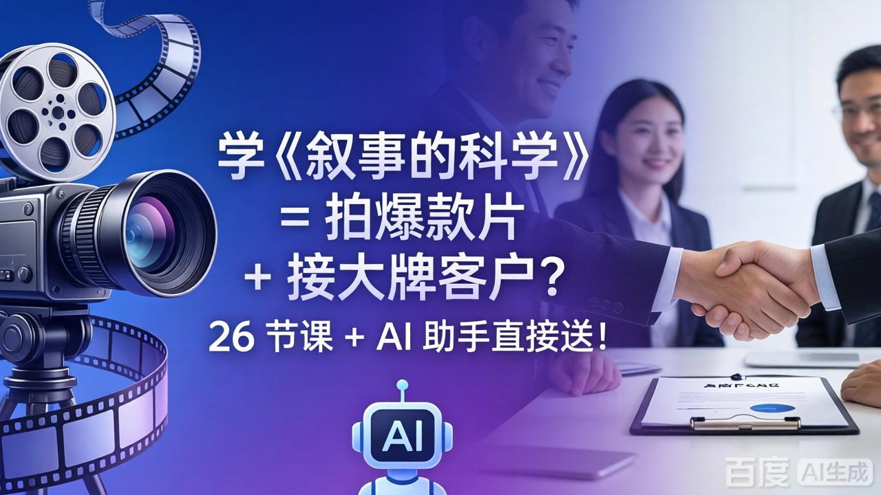 学《叙事的科学》= 拍爆款片 + 接大牌客户？26 节课 + AI 助手直接送！-鸿图网创