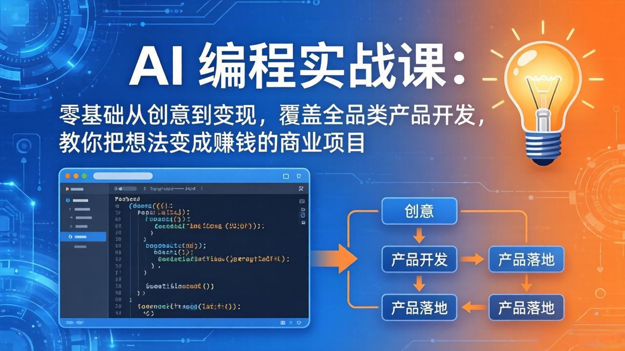 AI编程实战课-第三期-5月3更新:零基础从创意到变现,覆盖全品类产品开发,把想法变成赚钱项目-鸿图网创