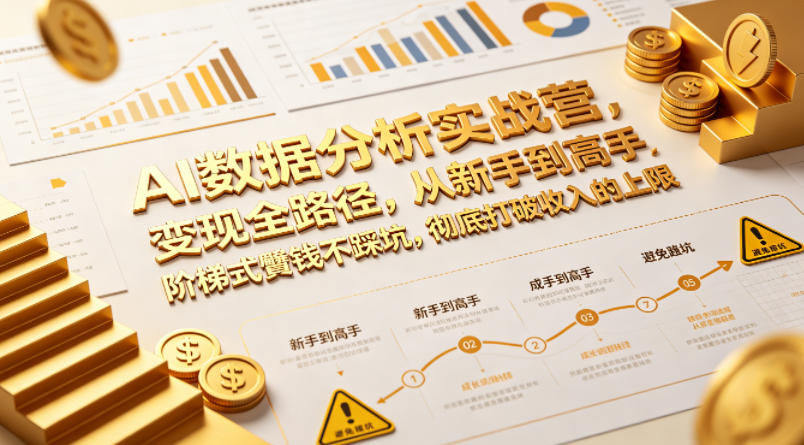 AI数据分析实战营,变现全路径,从新手到高手,阶梯式賺钱不踩坑,彻底打破收入的上限-鸿图网创