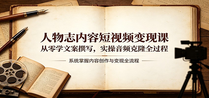 人物志内容短视频变现课:从零学文案撰写,实操音频克隆全过程-鸿图网创