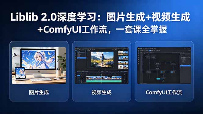Liblib 2.0深度学习:图片生成+视频生成+ComfyUI工作流,一套课全掌握-鸿图网创