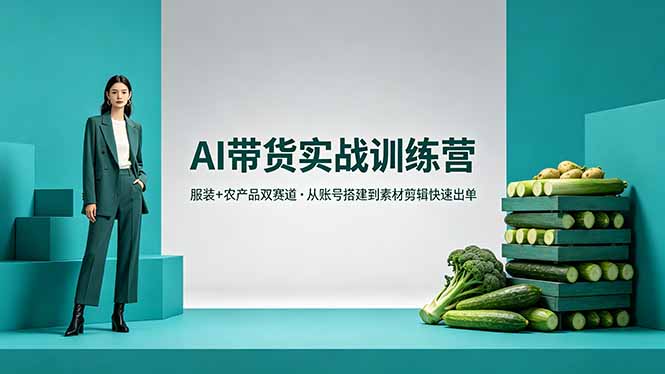 AI带货实战训练营,服装+农产品双赛道,从账号搭建到素材剪辑快速出单-鸿图网创