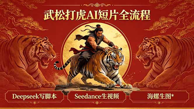 武松打虎AI短片全流程：Deepseek写脚本+Seedance生视频+海螺生图-鸿图网创