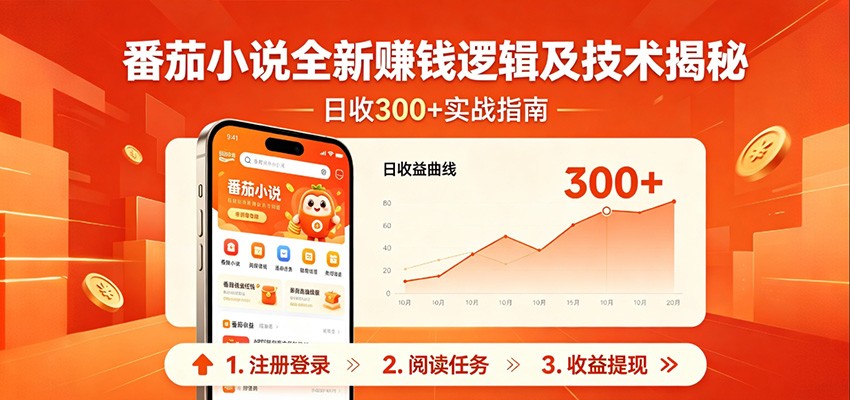 番茄小说全新赚钱逻辑及技术日收300+，小白新书皆可做！无脑赚就行了！-鸿图网创