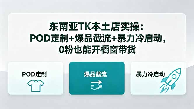 东南亚TK本土店实操：POD定制+爆品截流+暴力冷启动，0粉也能开橱窗带货-鸿图网创