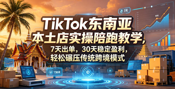 TikTok东南亚本土店实操陪跑教学，7天出单，30天稳定盈利，轻松碾压传统跨境模式-鸿图网创
