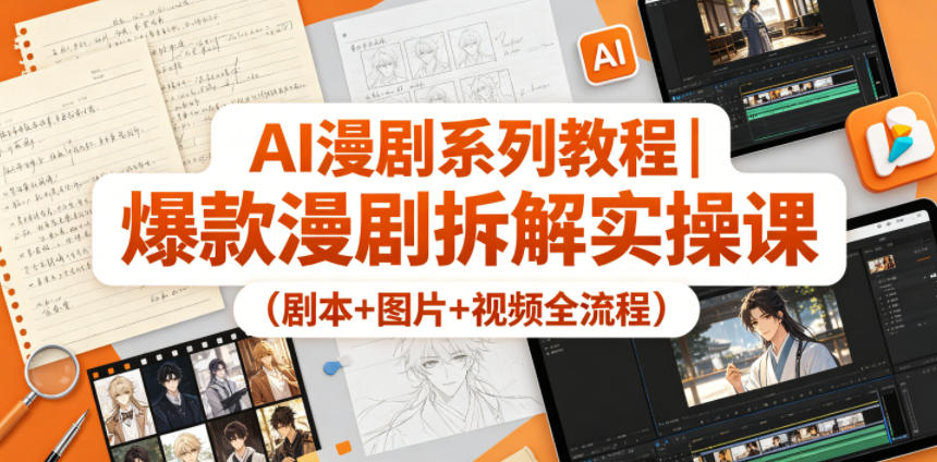 AI漫剧系列教程｜爆款漫剧拆解实操课(剧本+图片+视频全流程)-鸿图网创