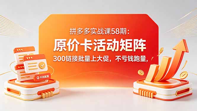 拼多多实战课58期：原价卡活动矩阵，300链接批量上大促，不亏钱跑量-鸿图网创