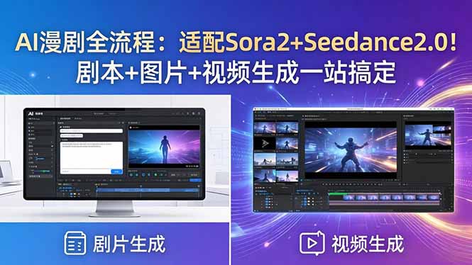 AI漫剧全流程：适配Sora2+Seedance2.0！剧本+图片+视频生成一站搞定-鸿图网创