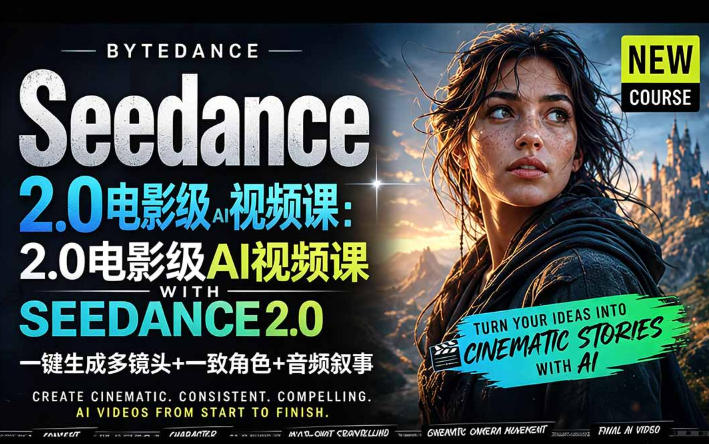 字节跳动的Seedance 2.0 AI电影视频生成制作教程，一键生成多镜头+一致角色+音频叙事-中英字幕-鸿图网创