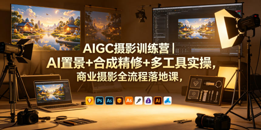 AIGC摄影训练营｜AI置景+合成精修+多工具实操，商业摄影全流程落地课-鸿图网创