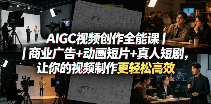 AIGC视频创作全能课｜商业广告+动画短片+真人短剧，让你的视频制作更轻松高效-鸿图网创